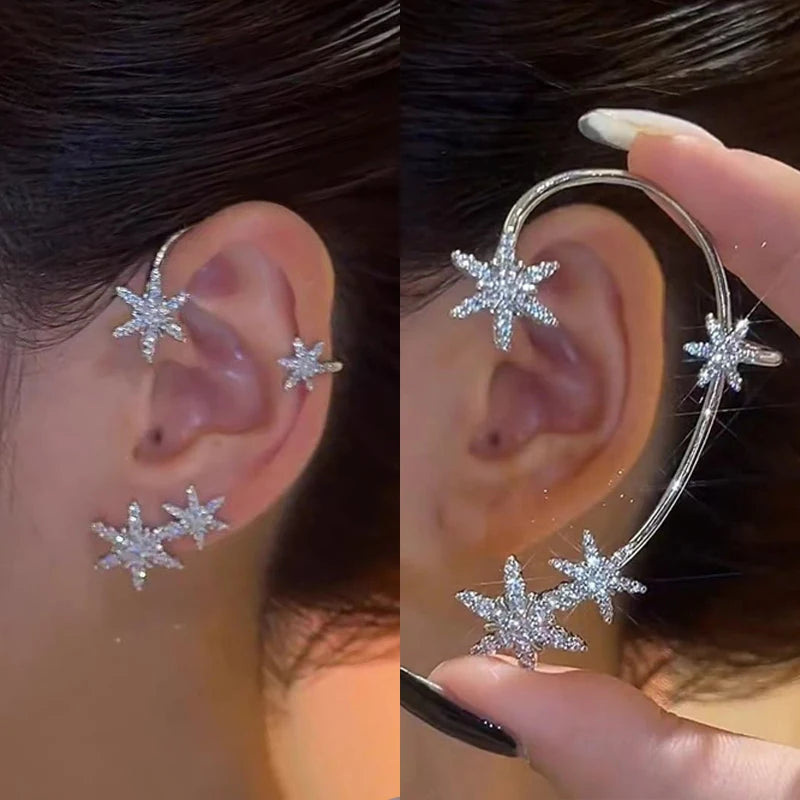 Luxury Star Butterfly Clip Earrings