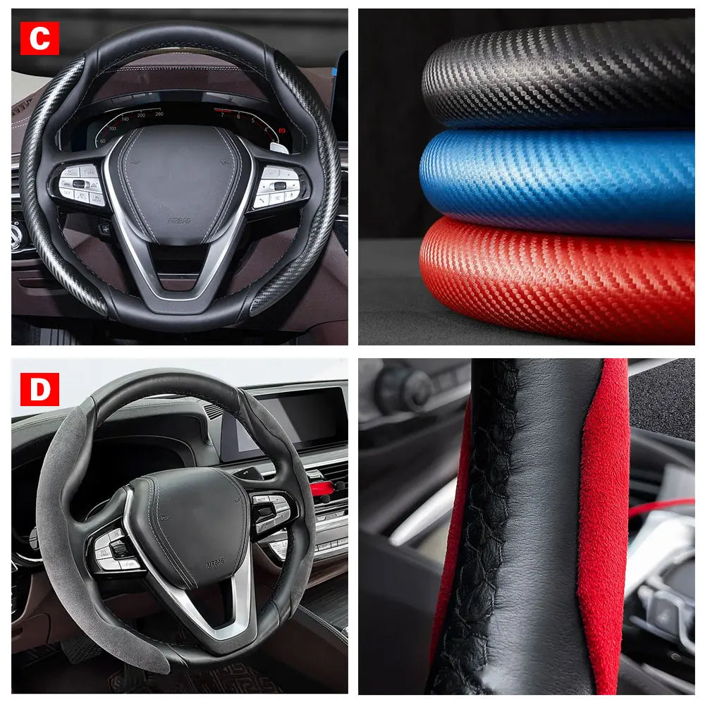 Universal Carbon Fiber Car Steering Wheel Non-slip Protective Cover