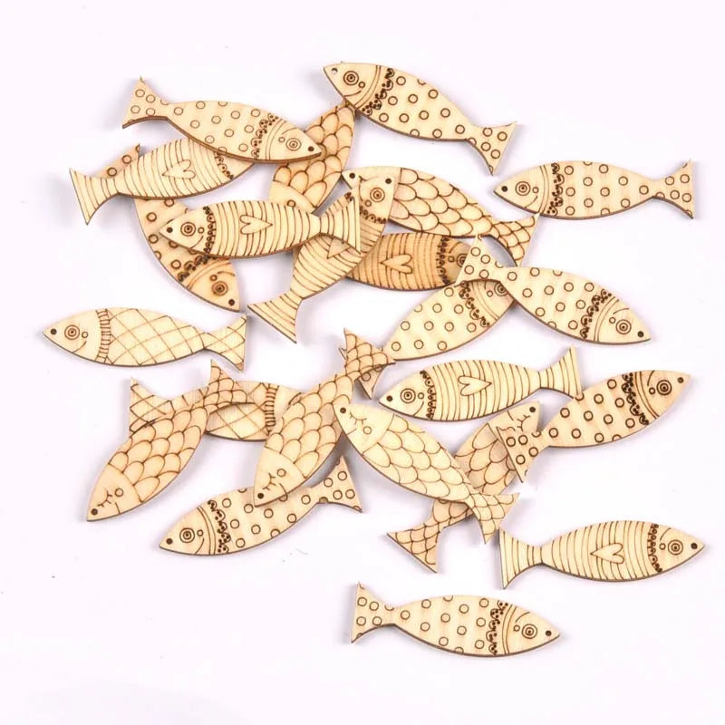 Lovely Dog Cat Fish Natural Wooden Chips Scrapbooking Craft for Home Decoration