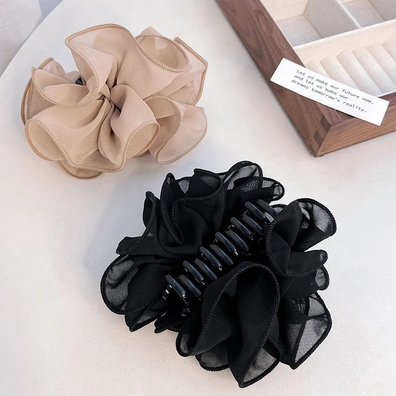 New Large Chiffon Claw Clip Hair Bow