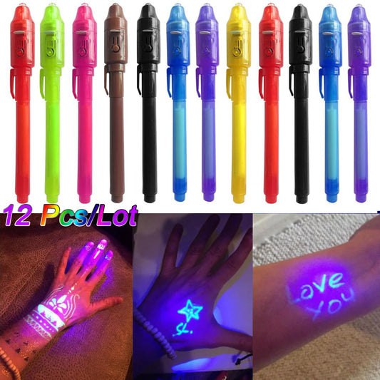 Invisible Ink Pen , Spy Pen with UV Light, Magic Marker for Secret Message Treasure