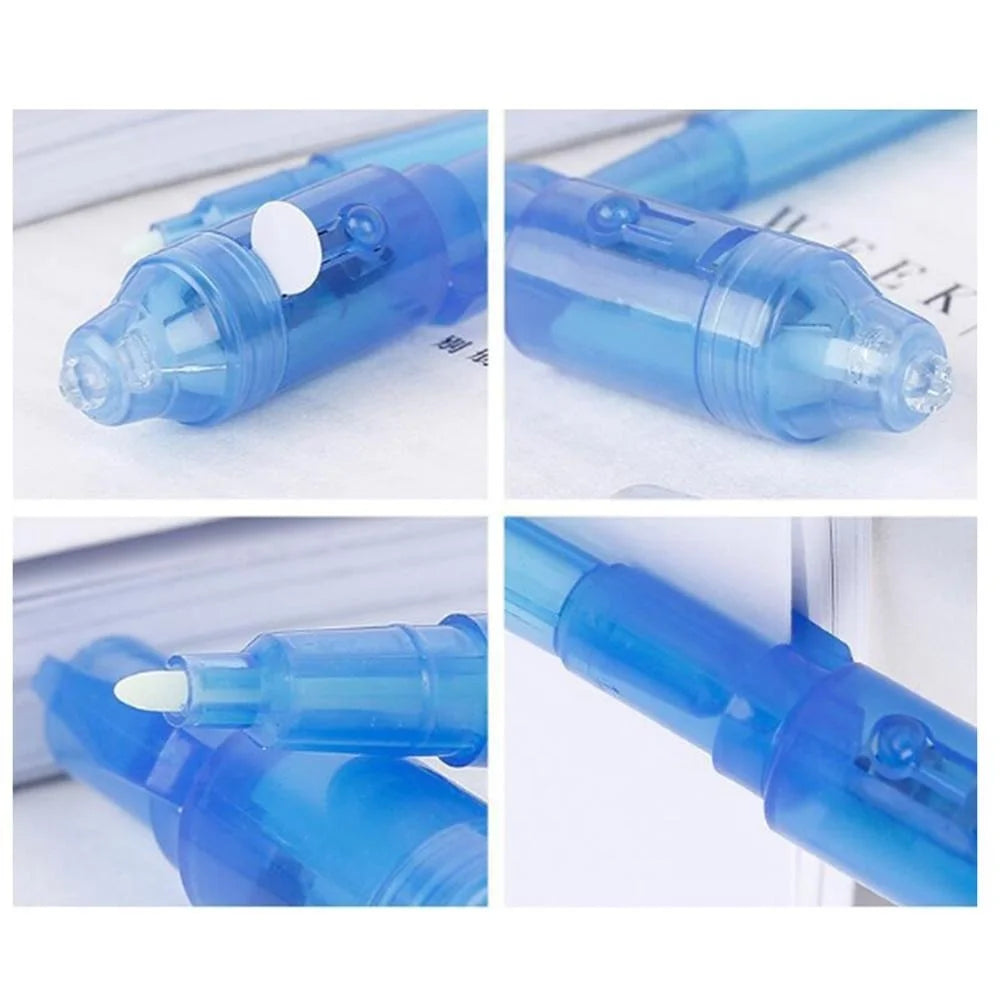 Invisible Ink Pen , Spy Pen with UV Light, Magic Marker for Secret Message Treasure