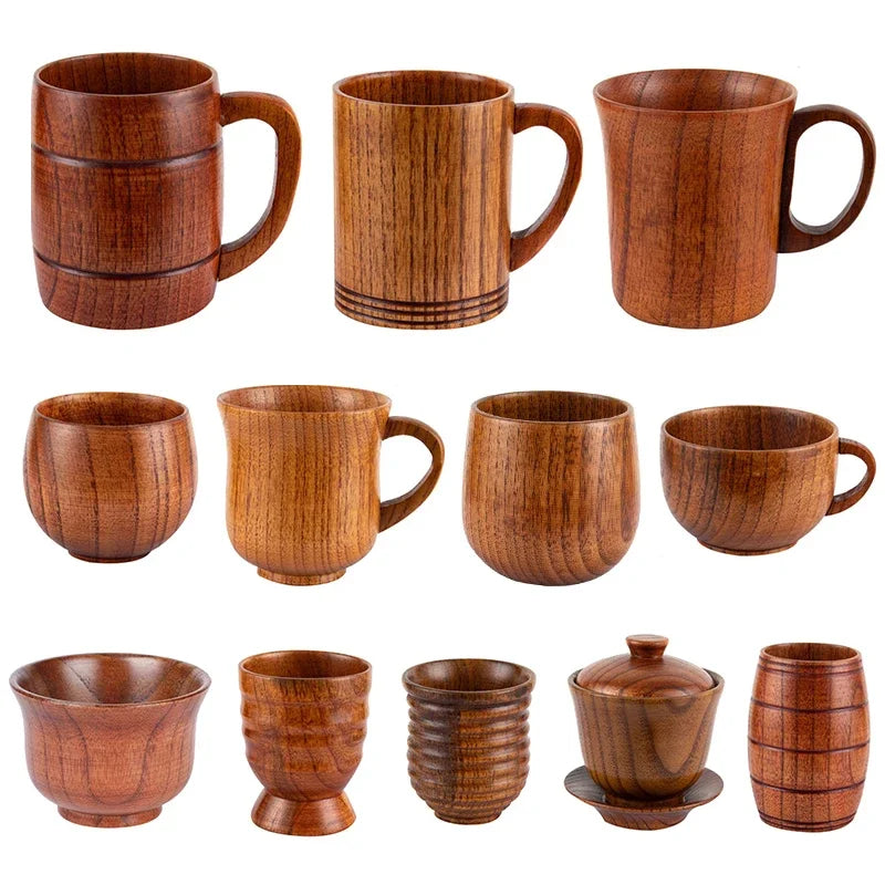 Wooden Handmade Cups : Tea, Coffee, Milk, Water, Beer