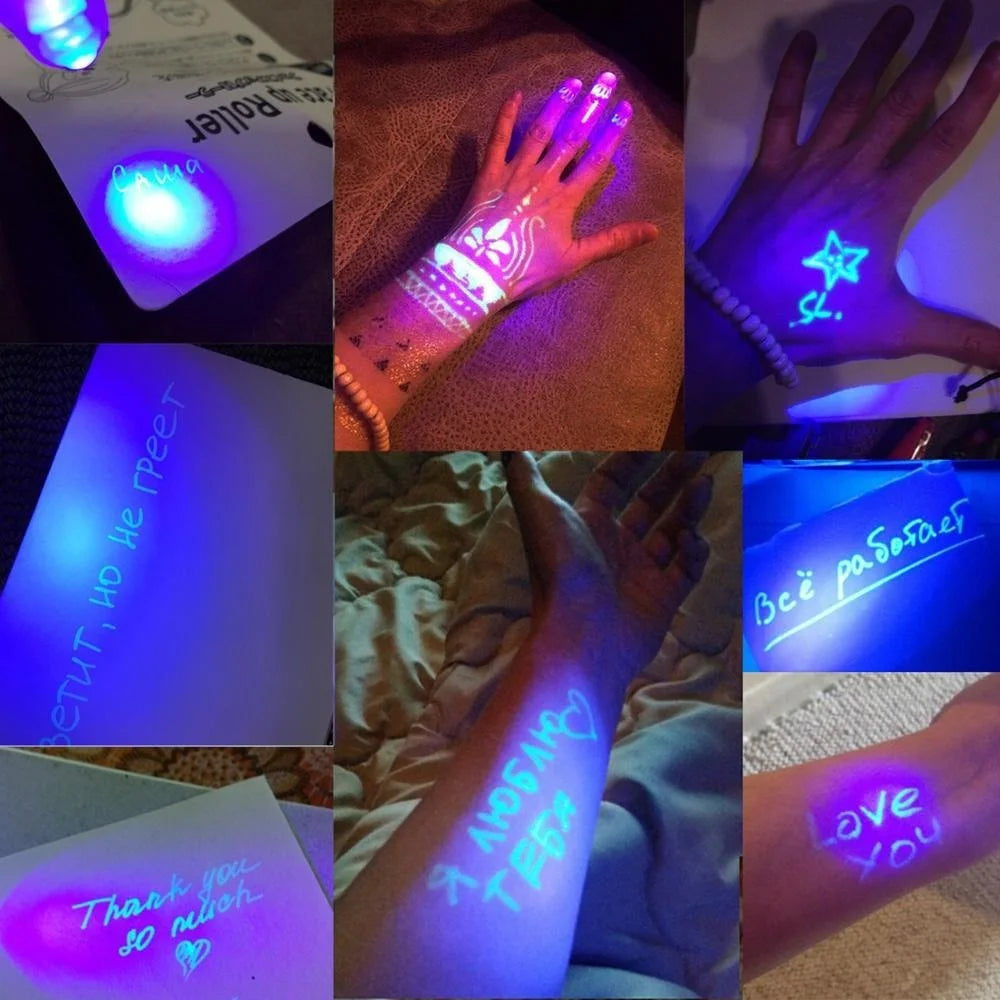 Invisible Ink Pen , Spy Pen with UV Light, Magic Marker for Secret Message Treasure