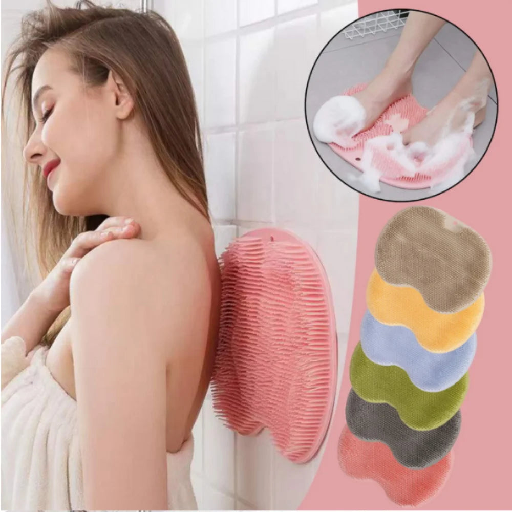 Non-slip Bath Mat Back Massage Brush Silicone Foot Wash Body Cleaning Bathing Tool