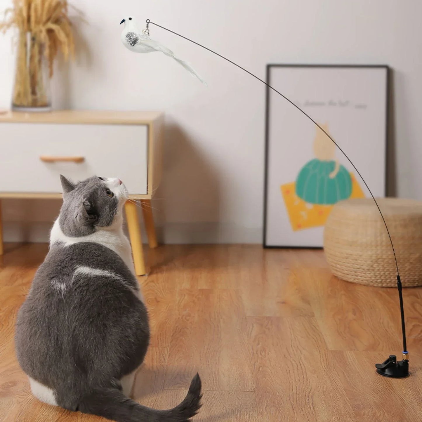 Interactive Cat Toy, Bird Feather with Bell