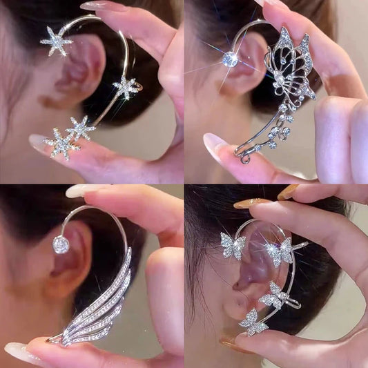 Luxury Star Butterfly Clip Earrings