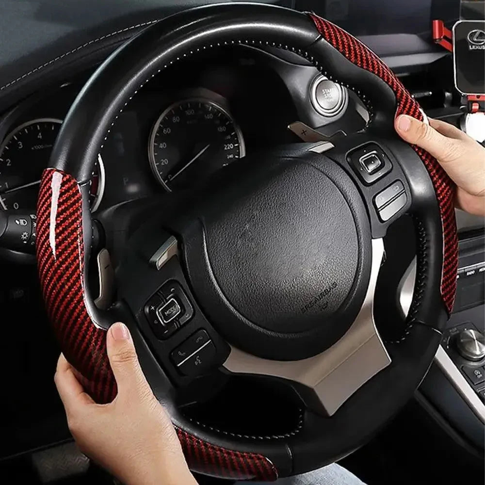 Universal Carbon Fiber Car Steering Wheel Non-slip Protective Cover