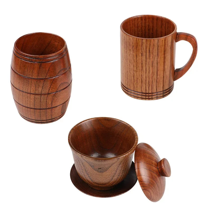 Wooden Handmade Cups : Tea, Coffee, Milk, Water, Beer