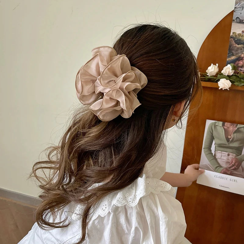 New Large Chiffon Claw Clip Hair Bow