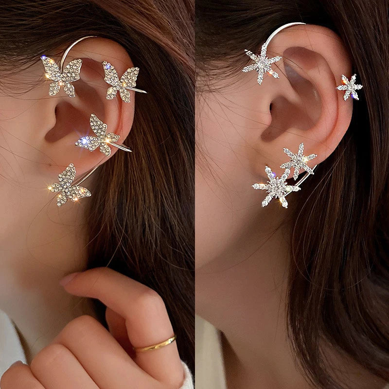 Luxury Star Butterfly Clip Earrings