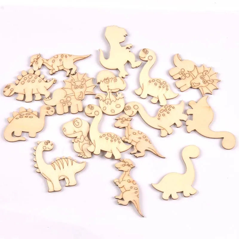 Lovely Dog Cat Fish Natural Wooden Chips Scrapbooking Craft for Home Decoration